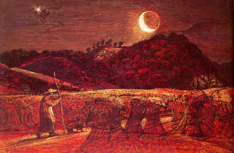 Palmer, Samuel Cornfield by Moonlight Spain oil painting art